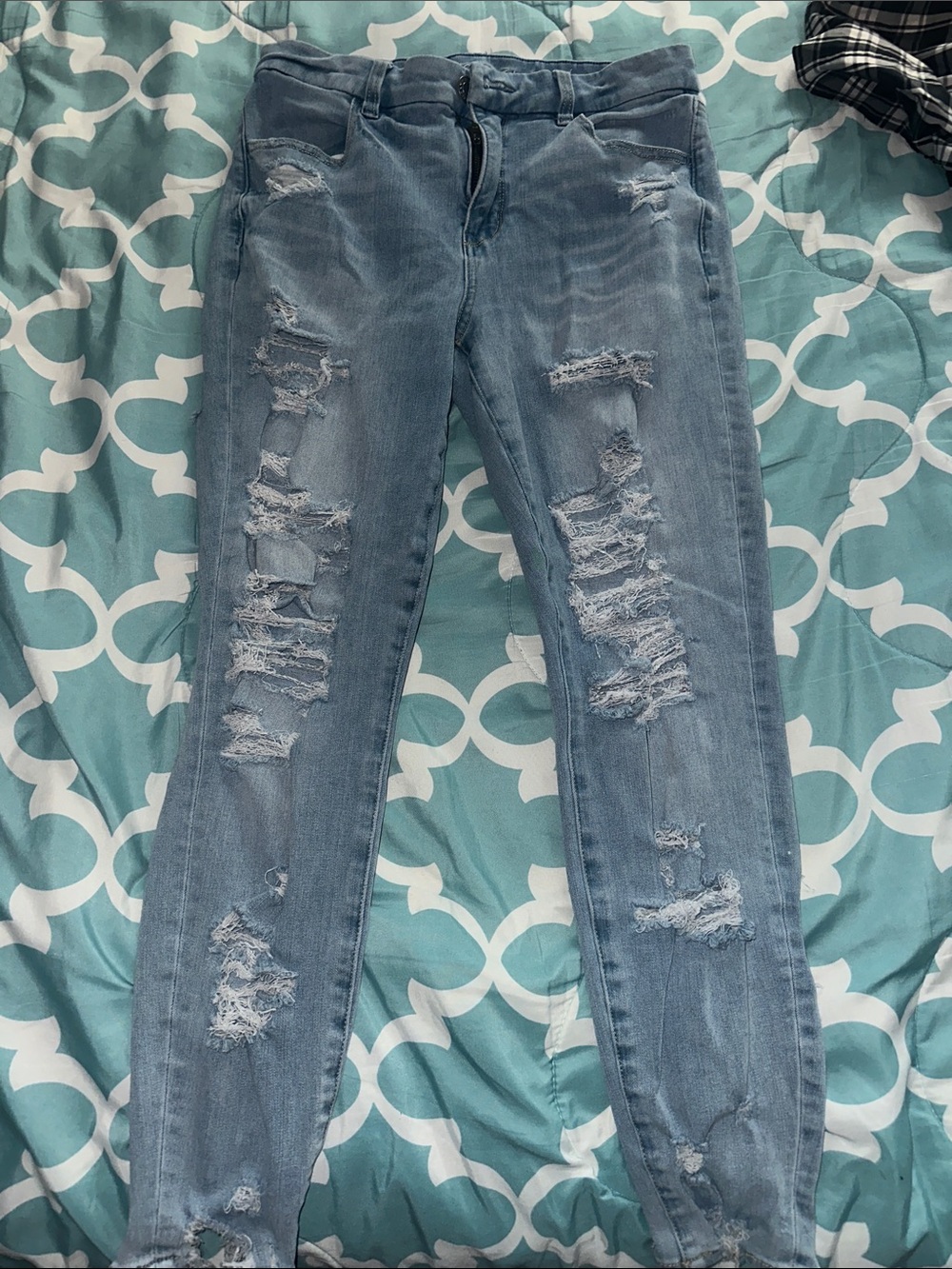 American Eagle Outfitters Light Blue Girls' Ripped Skinny Jeans